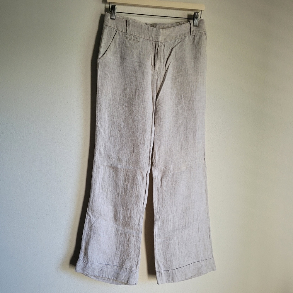 J. Crew Light Beige/Cream 100% Linen Trousers Size 2